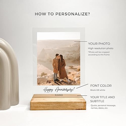 Miniatura 3 de Marco de fotos personalizado con cualquier nombre, palabras e imágenes, soporte de mesa de madera, soporte de escritorio, decoración del hogar,