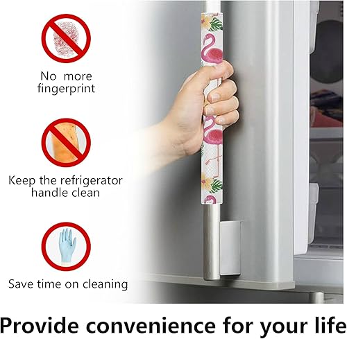 Miniatura 6 de Emelivor Flamingos - Juego de 2 fundas para manija de puerta de refrigerador, manijas lavables para nevera, horno, microondas, lavavajillas,