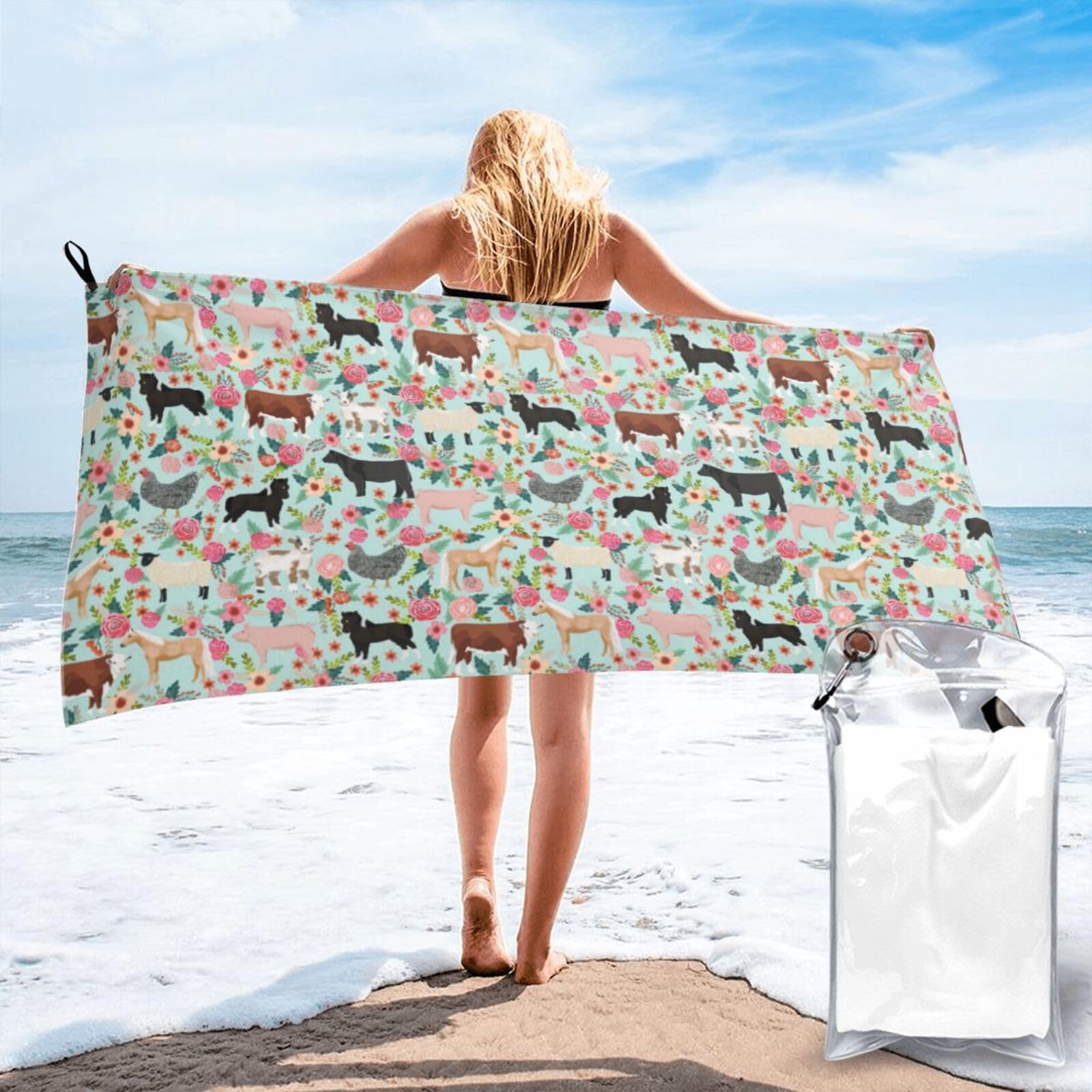 Serviette légère à imprimé animal anti sable pour éviter l'humidité en voyage et à la plage