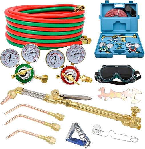 Cutting Torch Set Oxy Acetylene Torch Kit,Portable Gas Cutting Torch and Welding Kit with 50FT Welding Hose,Acetylene Oxyg...