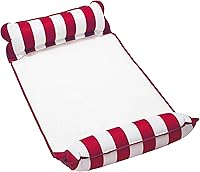 Vista 14 de Aqua Monterey - Hamaca flotante para piscina, paquete de 3, dos azul claro y uno borgoña/rayas blancas, paquete de 3