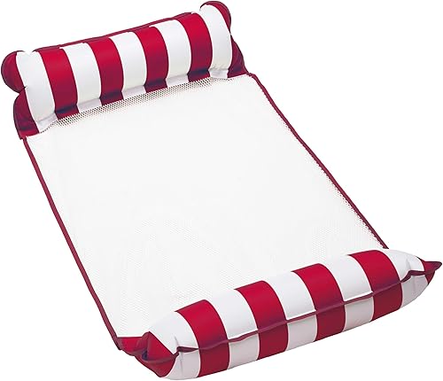 Miniatura 9 de Aqua Monterey - Hamaca flotante para piscina, paquete de 4, dos azul claro, uno dorado y borgoña/rayas blancas, paquete de 4 Azul claro, dorado sol