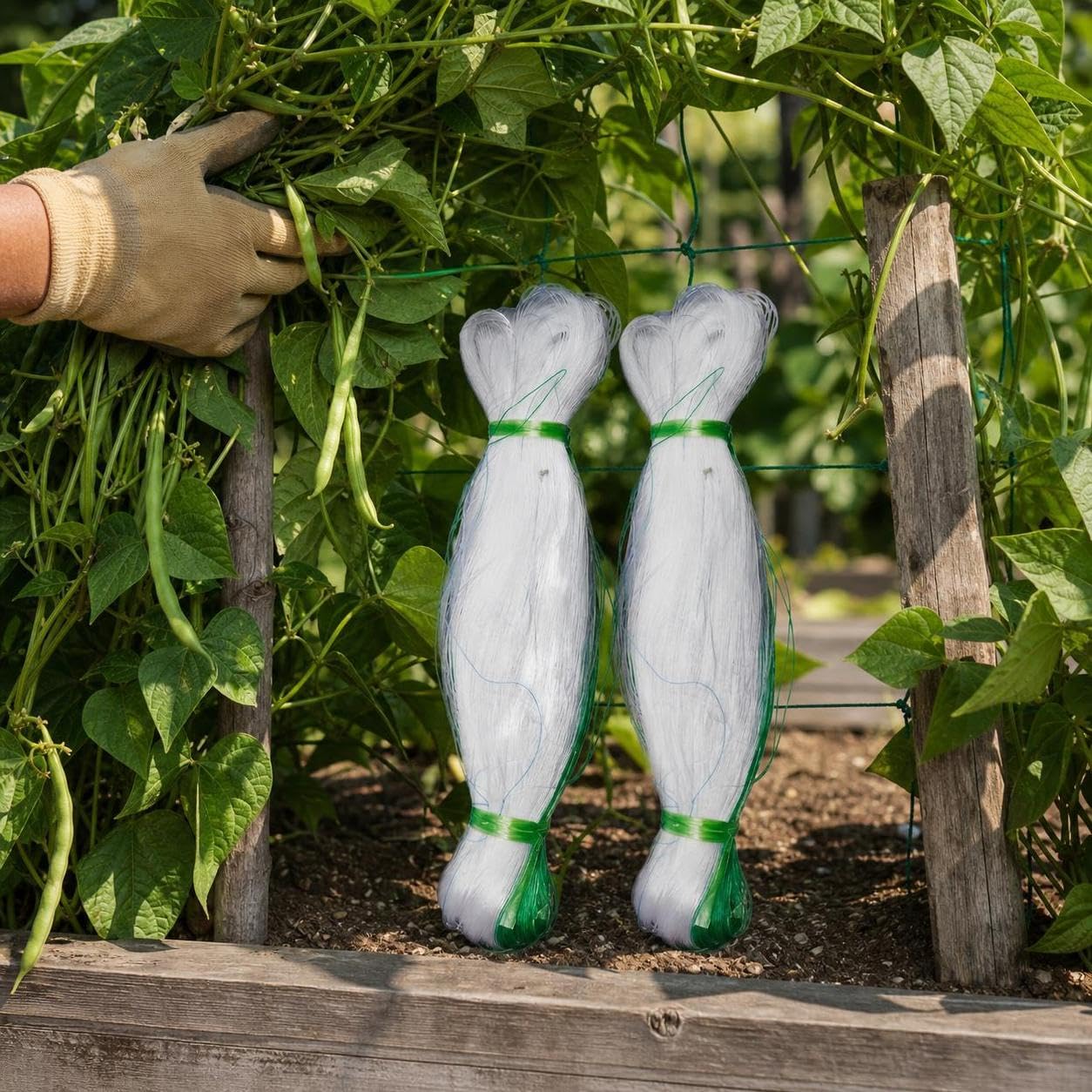 Malla para Guiar Plantas Trepadoras, Soporte Robusto para Cultivo Agrícola, Enrejado Plantas trepadoras, Grueso de Seis hebras, 5m*100m, 30 Agujeros (para Pepino y Calabaza amarga)