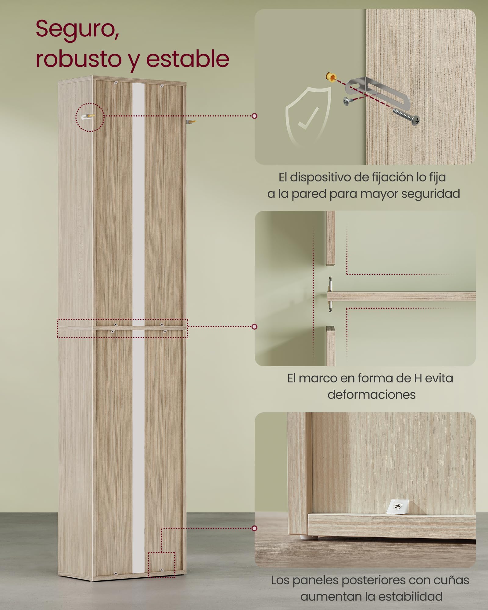 VASAGLE Estantería, Librería de 6 Niveles, Estantería de Almacenamiento Abierto, 24 x 40 x 178,5 cm, para Sala de Estar, Estudio, Comedor, Beige Natural LBC167L01
