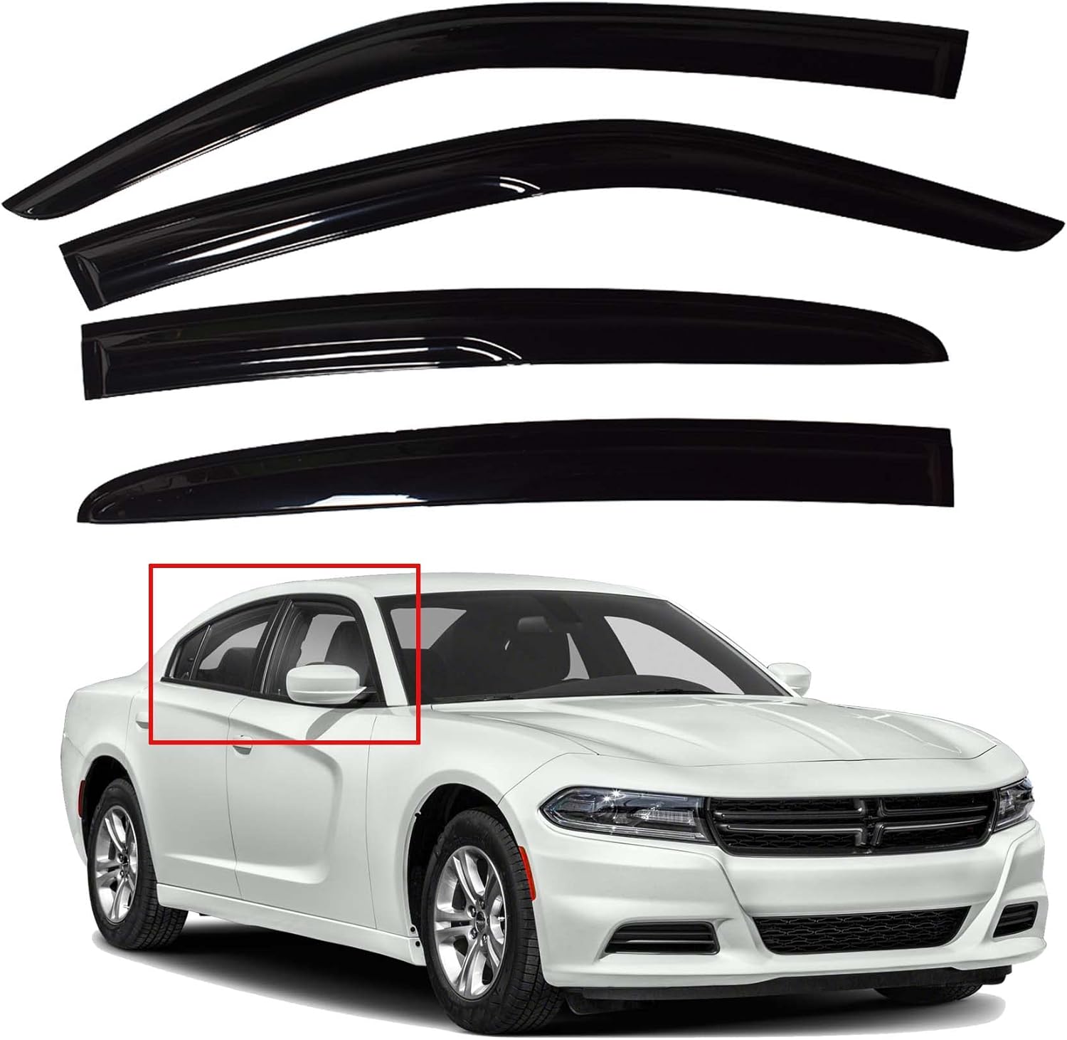 Window Vent Visors Sun Rain Guards Shade Deflector Acrylic Replacement for 2011-2022 Charger