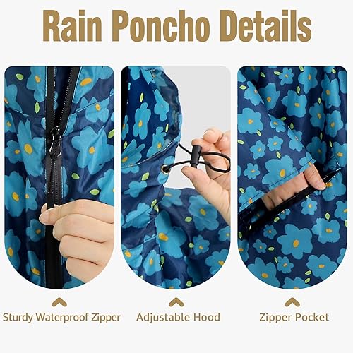 Miniatura 4 de Anyoo Poncho de lluvia impermeable ligero reutilizable senderismo chaqueta con capucha para actividades al aire libre