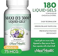 Vista 2 de Maxi Health Vitamin D3 3000 IU 75 mcg Vitamin D Supplement for Healthy Bones, Teeth, Immune Support - VIT D3 Supplement Easy to Swallow Non-GMO, Gel