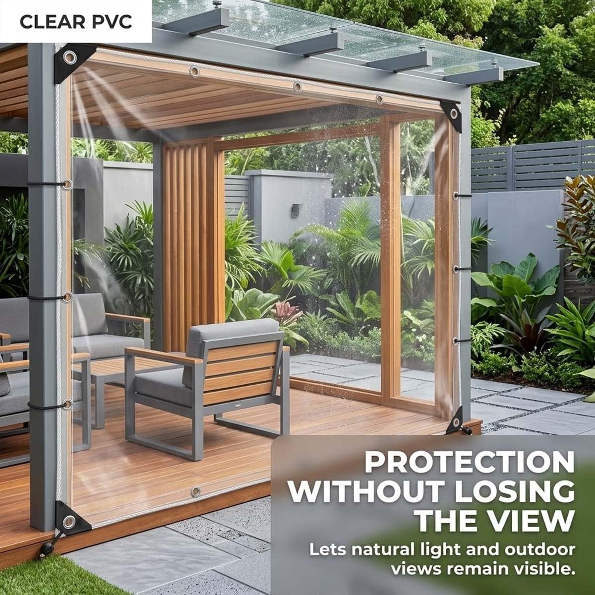 Lona Transparente Impermeable Uso Rudo para Exterior y Pérgola