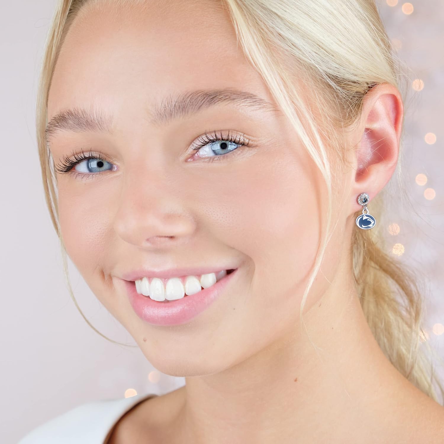 Penn State Earrings Gift Set - WE ARE Studs and Nittany Lion Crystal Drop Earrings - Stainless Steel Hypoallergenic Earrings for Women - Penn State Womens Apparel and Game Day Gifts