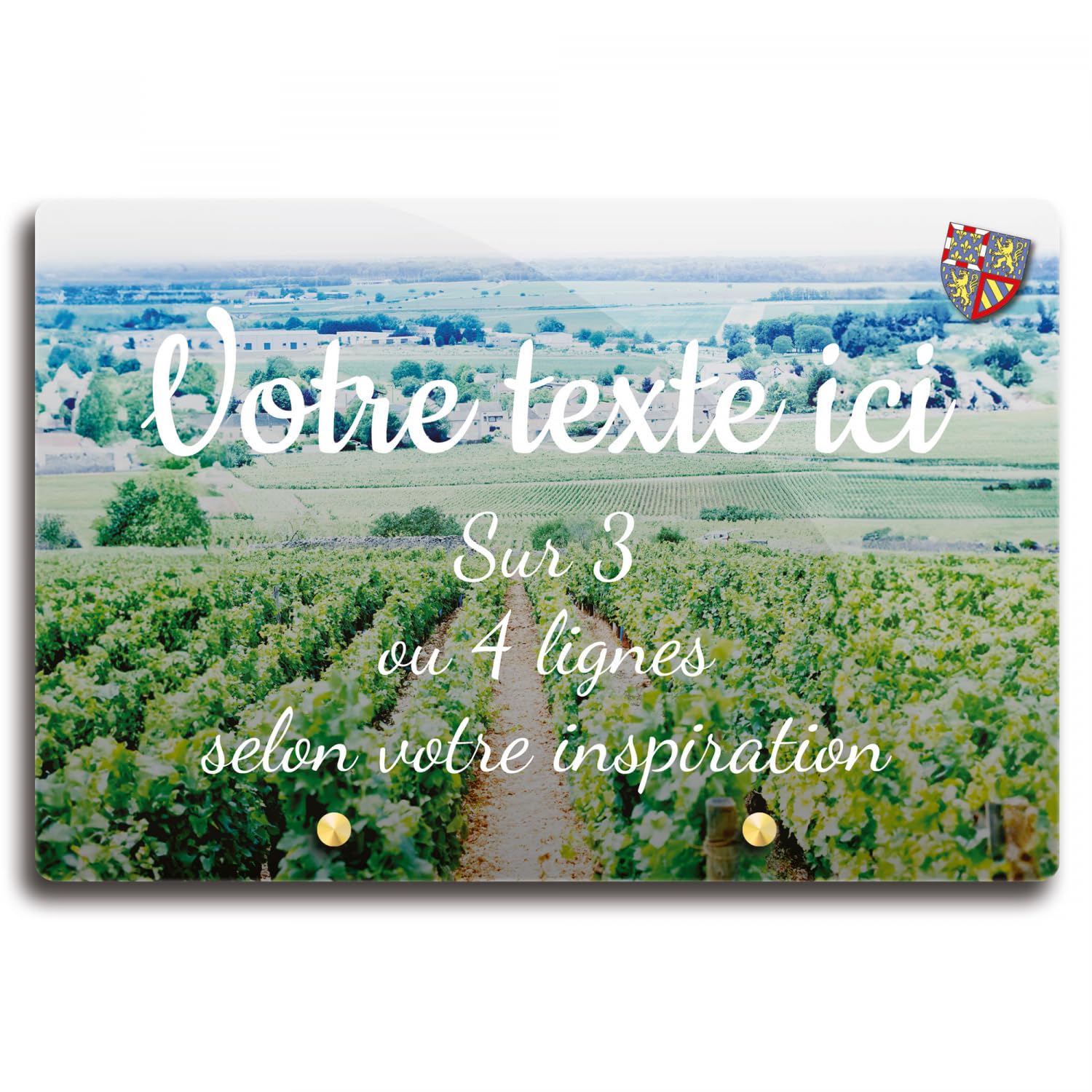 Targa funeraria rettangolare personalizzabile in plexi motivo regionale viti in Borgogna 02, diverse dimensioni, spessore 6 mm, personalizzata su più linee 30 x 20 cm