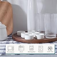 Vista 5 de Juego de 6 mini ramequines de porcelana de 1 oz, plato pequeño para soufflé de cerámica, exactamente diseñado para salsa, salsa de tomate, salsa