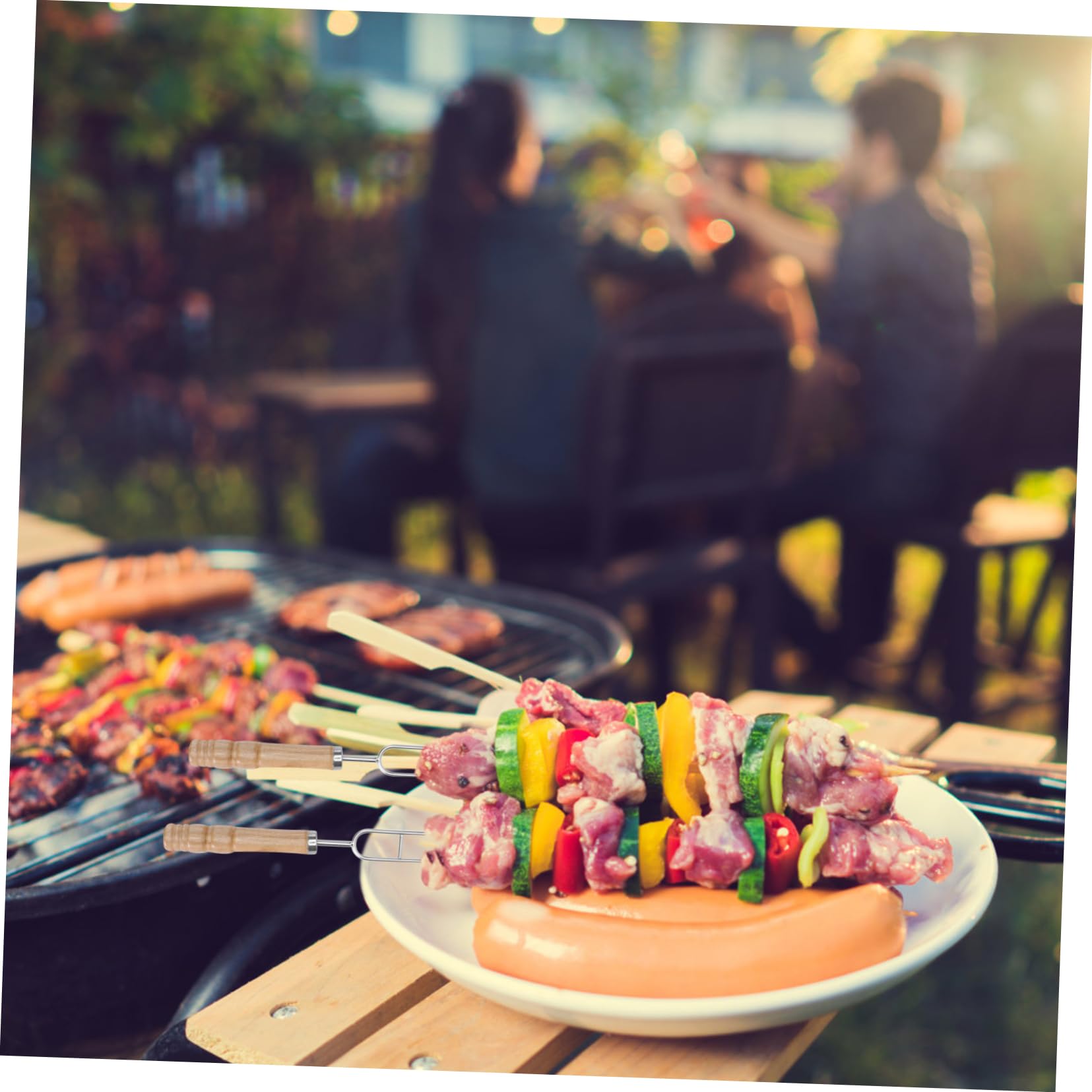 Sosoport 6pezzi Forchette Per Barbecue Inossidabile Con Skewers Punte Per Grigliate Per Picnic Random
