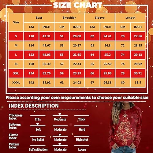 Miniatura 5 de Sudaderas navideñas para mujer, diseño de renos y copos de nieve, sin botones, manga larga, cuello redondo, ropa casual de otoño