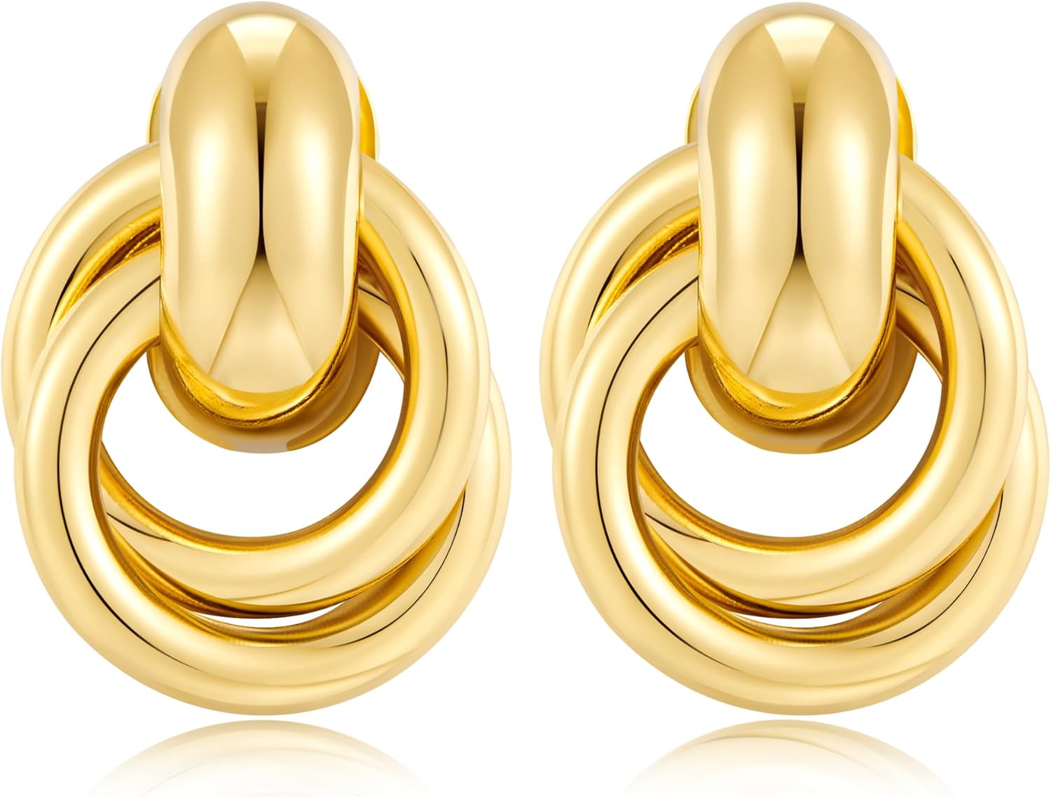 Gold Geometric Drop Dangle Earrings for Women Chunky Trendy Knot Stud Small Twisted Link Earring Jewelry Gift