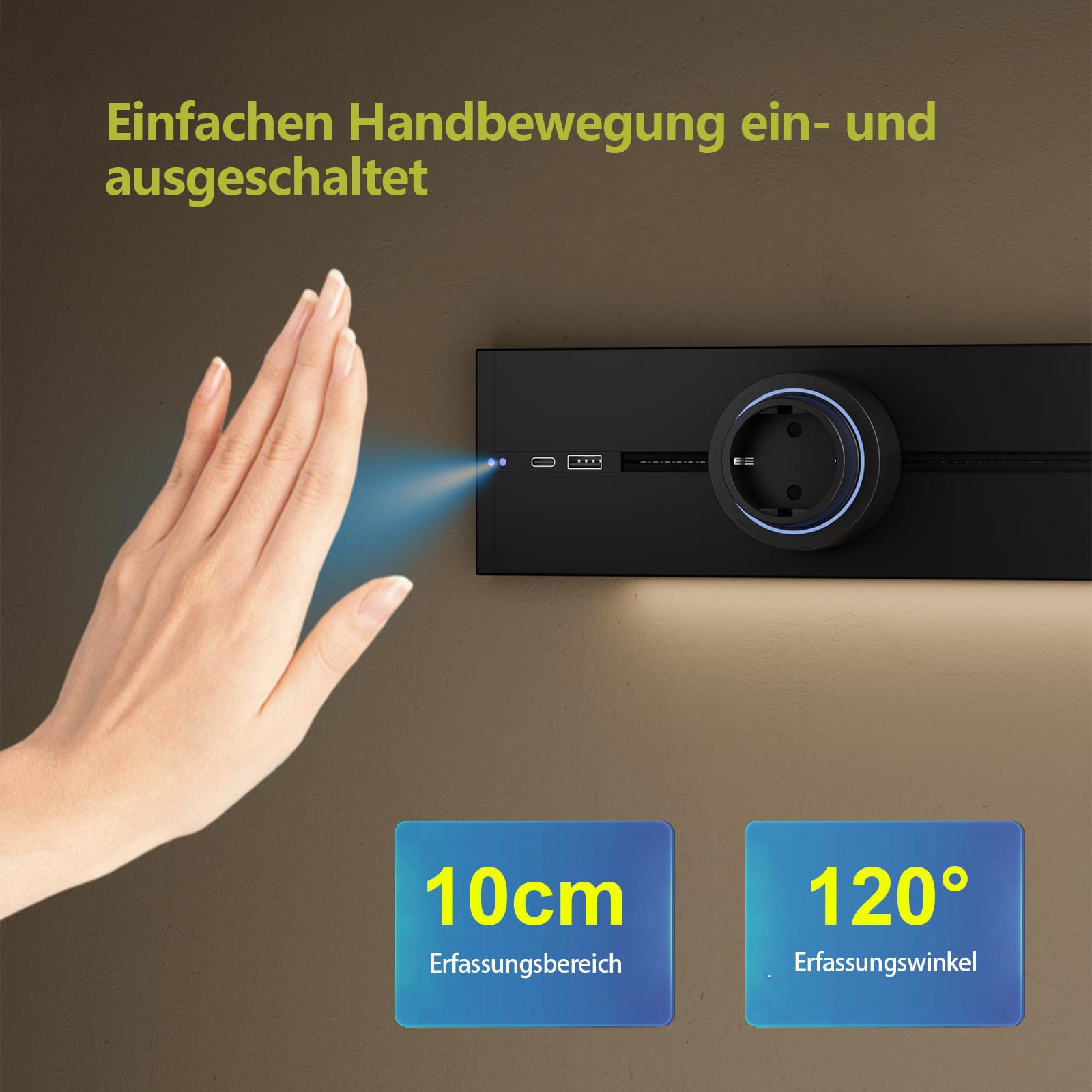 CNBINGO Steckdosenleiste Wandmontage,Stromschiene mit USB Ports Schwarz | Steckdosenschiene mit Schalter,Mehrfachsteckdose mit 4 Steckdosen Adaptern,Aufputz Steckdose für Küche, Büro, Werkstatt