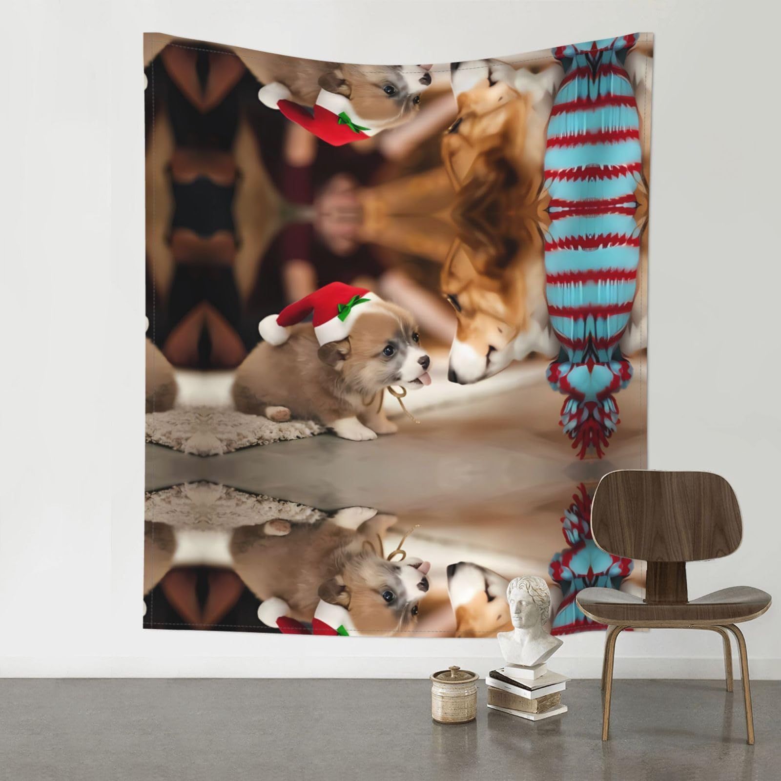 WHJSSF Cute Corgi Prints Wall Tapestry 60x51in - Boho Decor Throw for Bedroom, Dorm, Picnic & Outdoor Adventures