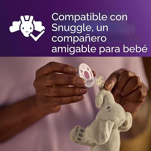Miniatura 9 de Philips Avent Soothie Chupetes ortodónticos para bebé, 100% de silicona, de una pieza, sin BPA, para bebés de 0 a 3 meses, 2 lila y 2 rosa, paquete