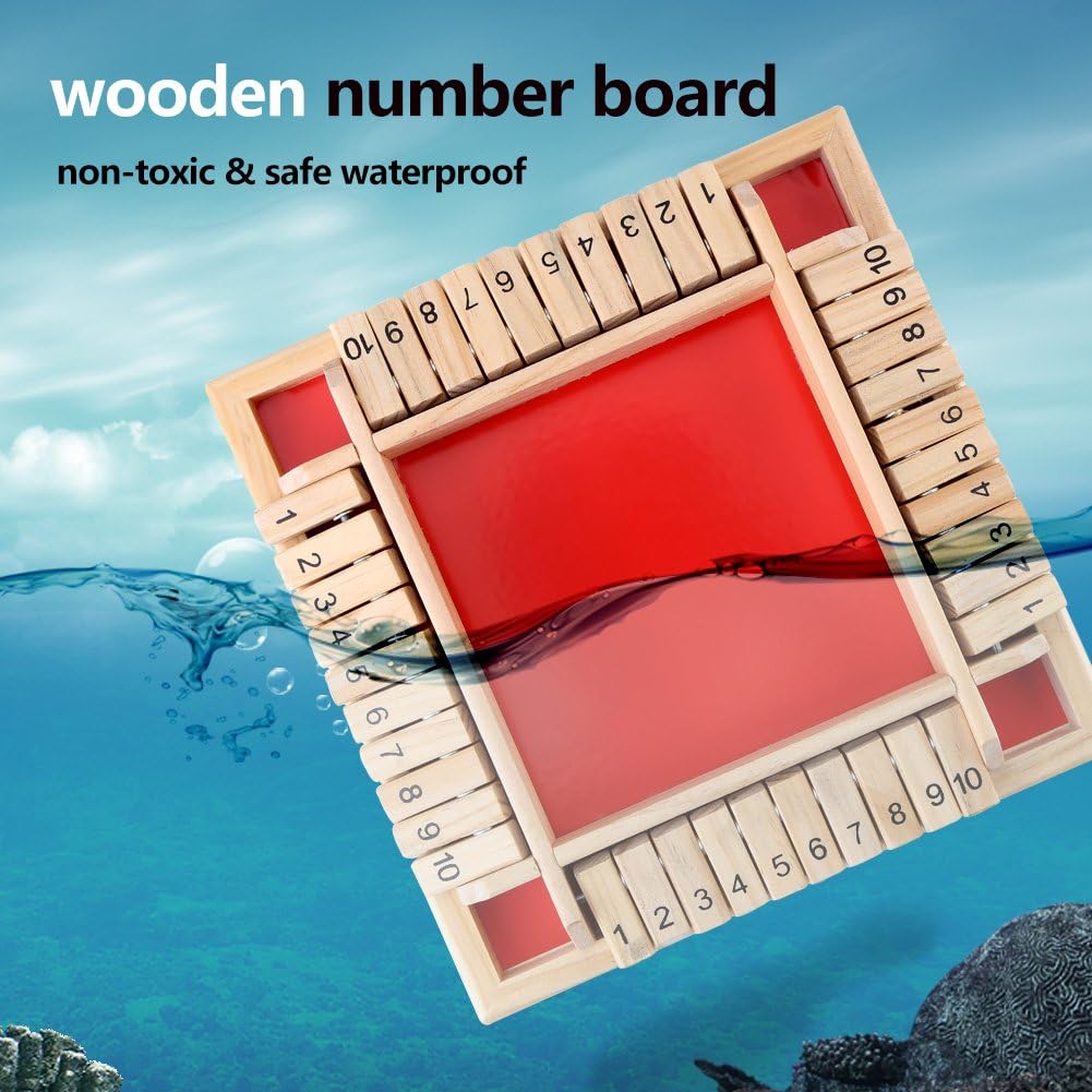 ANGGREK Educational Wooden Number Board Family Traditional Game Drinking Dice Toy Four-Person Digital Flop Game