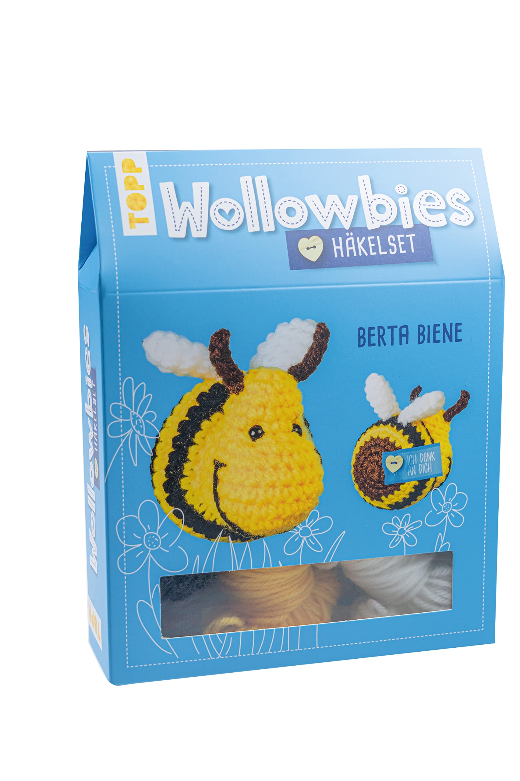 Frech Wollowbies Häkelset Biene: Anleitung und Material für eine Biene Zum Selber-Häkeln. Mit Holzknopf und Stofflabels Zum Individualisieren. Fertiges Modell ca. 7 cm
