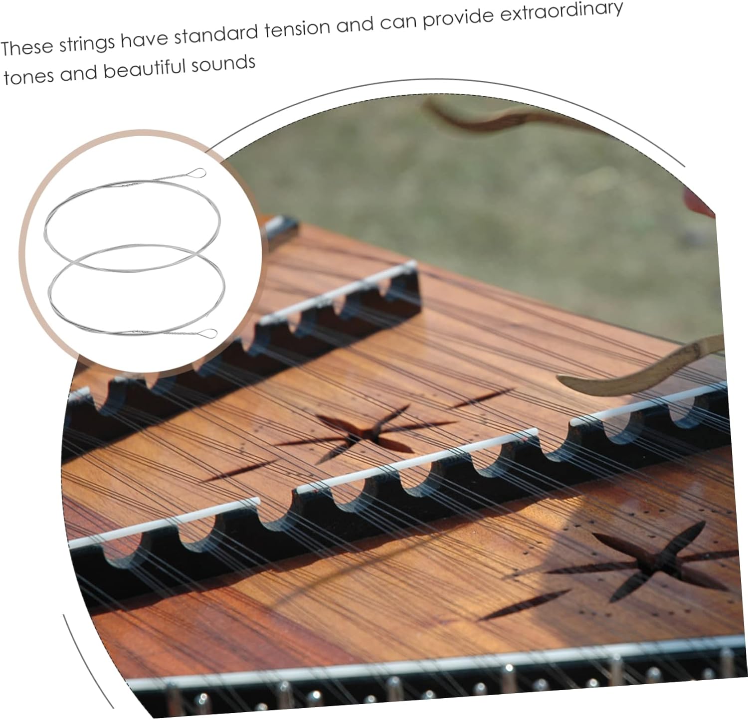 Kisangel 2pcs Dulcimer String Accessories Reusable Steel Strings for Replacement