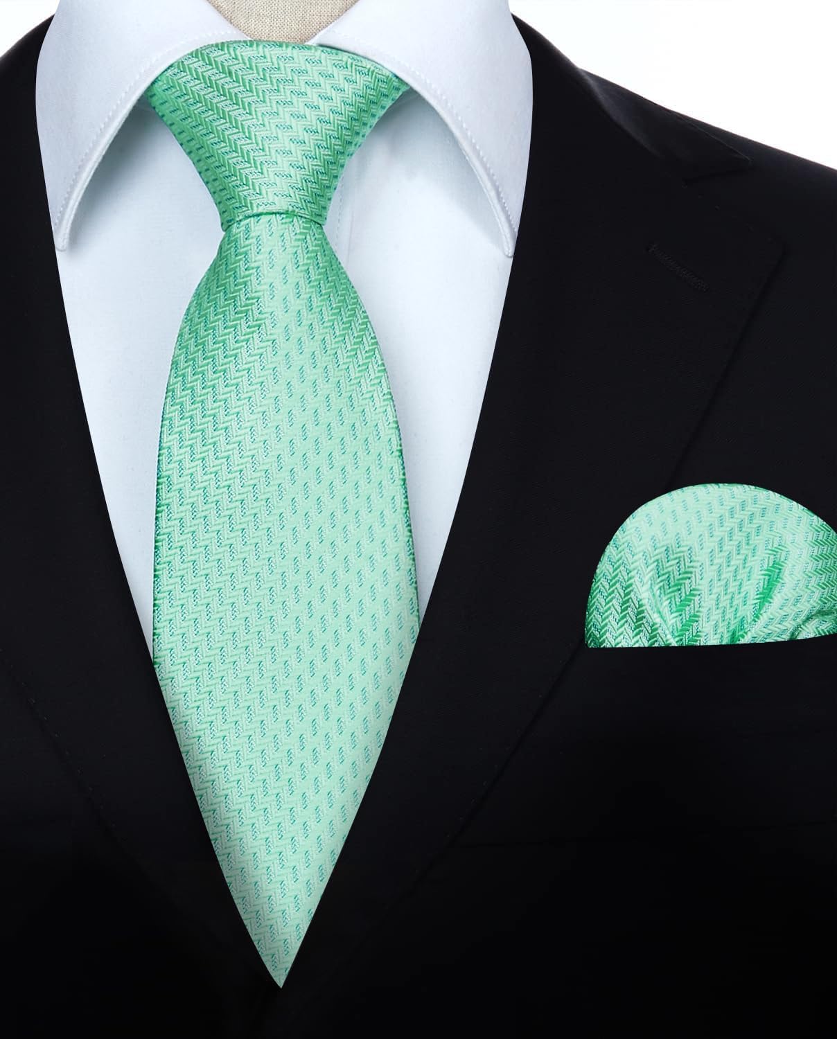 HISDERN Ties for Men Solid Houndstooth Neckties Handkerchief Formal Business Tie & Pocket Square Set Wedding Party - Image 2