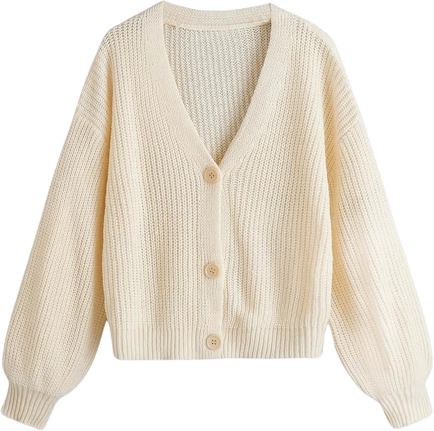 SHENHE Girl's Button Down Cardigan V Neck Long Sleeve Soft Warm Knitted Sweater Cardigan fashion product photo