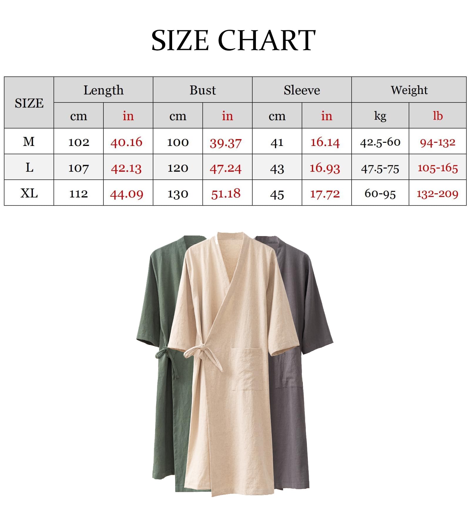Albornoz de Algodón y Lino para Hombre y Mujer Estilo Japonés Absorbente de Secado Rápido Kimono Yukata Sauna