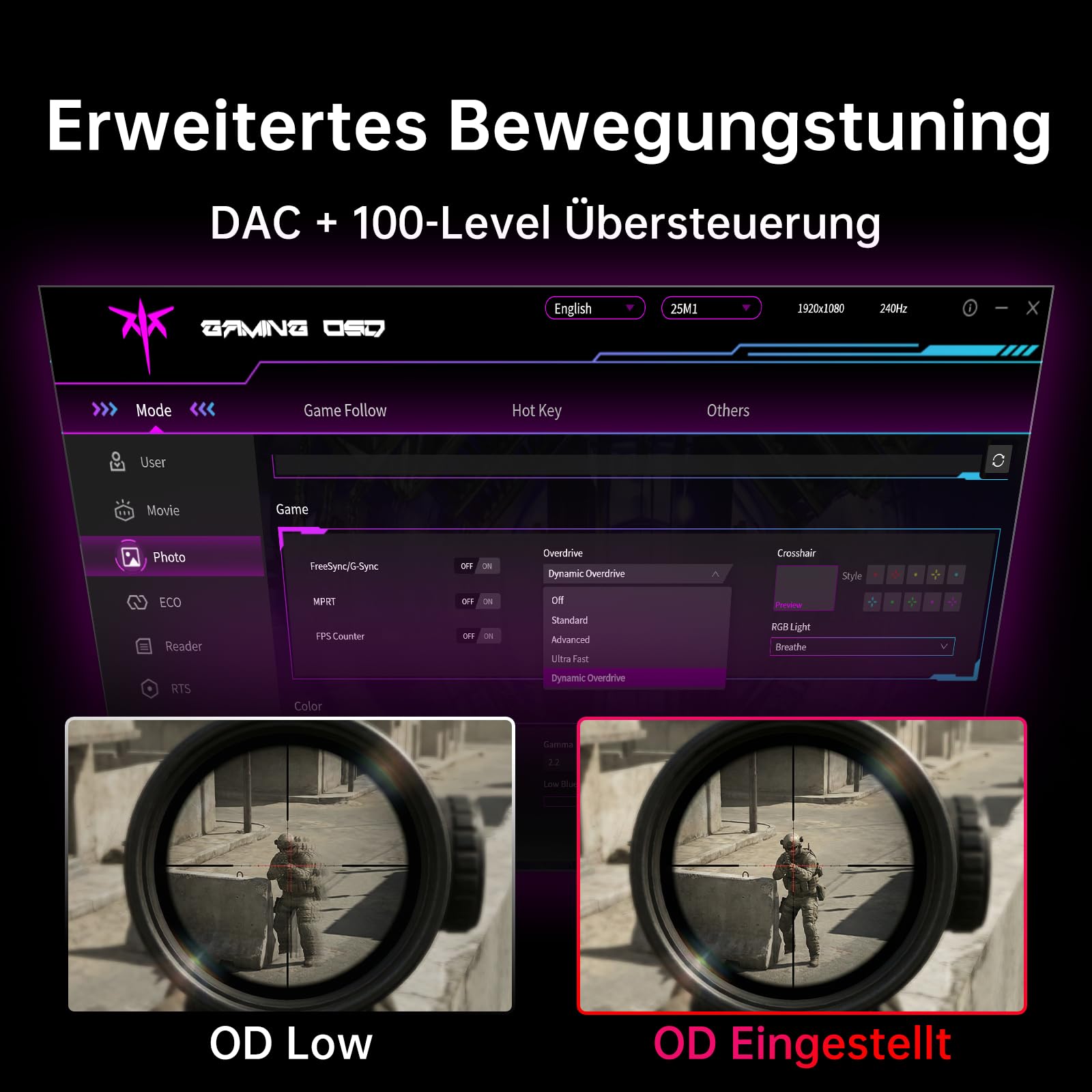 KTC 24,1 Zoll Gaming Monitor, 400Hz, Fast TN Panel, 1ms, FHD, 1000:1 Kontrast, Höhenverstellbarer Standfuß, HDMI & DP, Abnehmbare Blendschutzhaube, Integrierter Kopfhörerhalter, für E-Sports