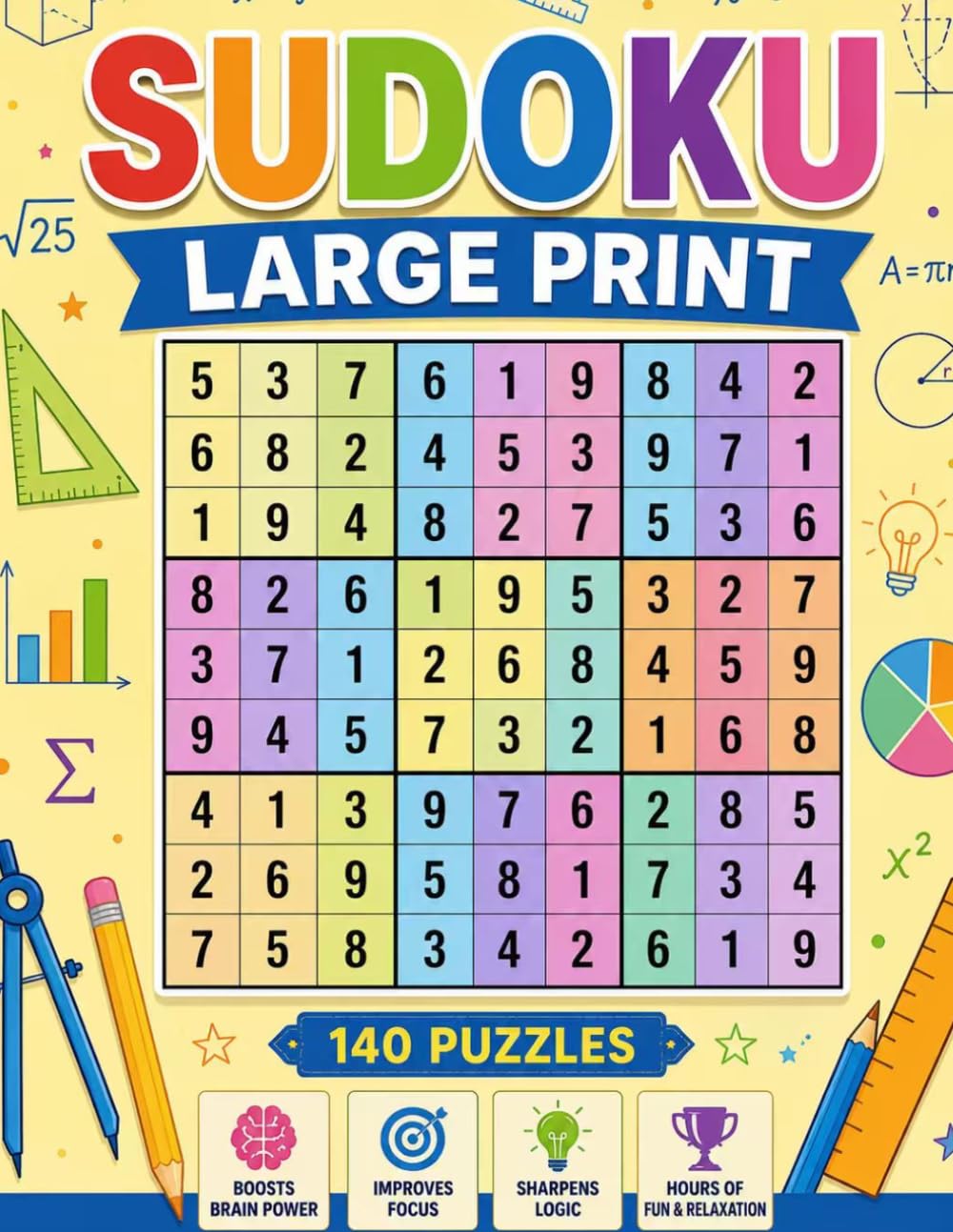 Large Print Sudoku Puzzle Book for Adults: 140 Sudoku Puzzles with Easy, Medium, Hard & Expert Levels | Brain Games, Logic Puzzles, and Mental Exercise (Large Print Sudoku for Seniors & Adults)
