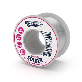 MG Chemicals 4894-227G 60/40 Rosin Core Leaded Solder, 0.025" Diameter, 1/2 lbs Spool