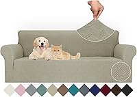 Vista 25 de JIVINER Fundas de sofá de alta elasticidad para sofás de 3 cojines, funda elástica de jacquard de 1 pieza, funda de sofá antideslizante con parte