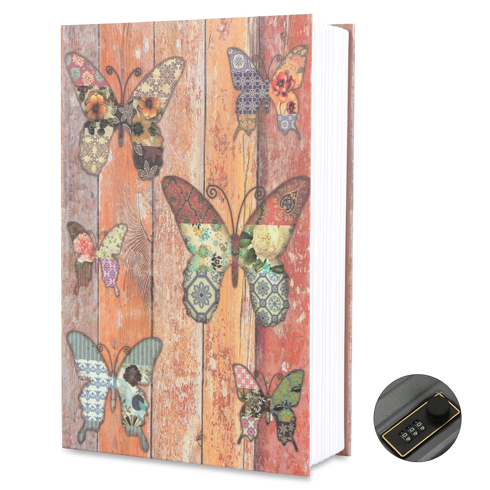 Foreverup Sejf w kształcie książki z zamkiem szyfrowym, sejf książkowy, sejf w kształcie książki, 24 x 15,5 x 5,5 cm Sejf w kształcie książki z zamkiem szyfrowym do biura/domu/na prezent (Kolorowy