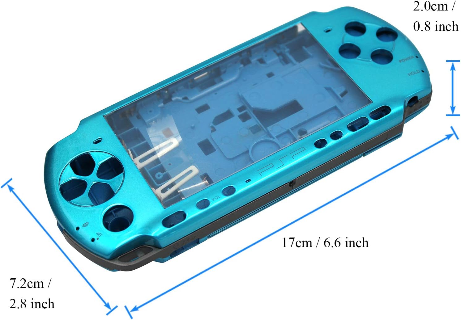 OSTENT Full Housing Shell Faceplate Case Repair Replacement for Sony PSP 3000 Color Blue