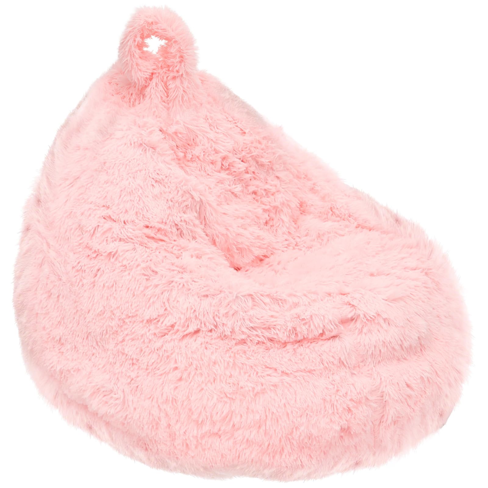 Bobash Girls Pink Fluffy Stuffed Bean Bag Cover Round Bean Bag Chair Cover(No Filler) Faux Fur Washable Ultra Soft Bean Bags Covers Shaggy Furry Beanbag Cover Kids Adults