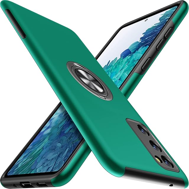 AOUIA for Samsung Galaxy S20 FE Case, [TPU Flexible Frame + Hard PC Back] [Anti Scratch] [Anti Fingerprint] [Rotating Bracket], Shockproof Case for Samsung Galaxy S20 FE 6.5" 4G/5G (Green)