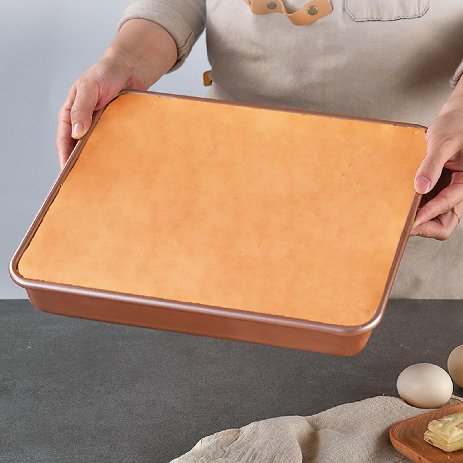 3-teiliges Edelstahl Backblech Set, Backformen Set – Nicht-toxisches Backzubehör für Ofen (Rechteckige Kuchenformen, Brownies, Lasagne) | Spülmaschinenfest & Hochwertiges Ofenzubehör (3er Set)