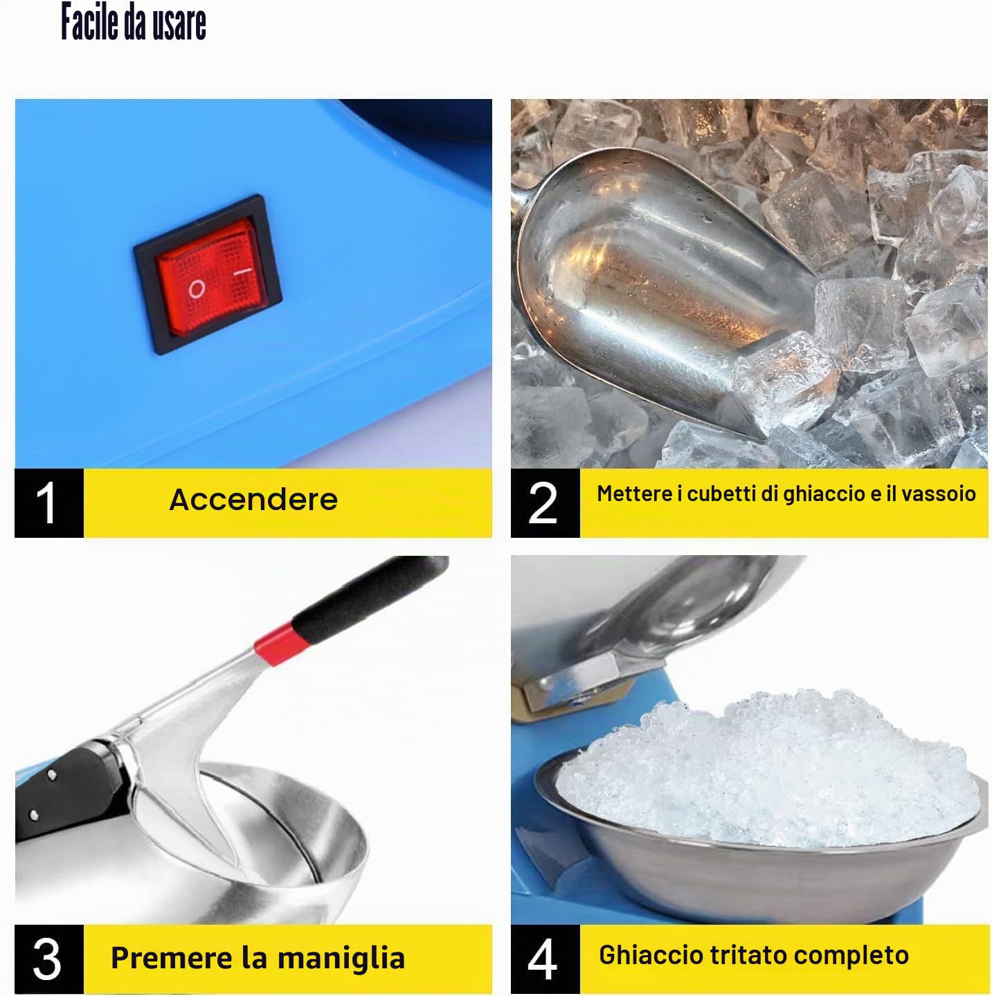 Tritatutto elettrico per ghiaccio, 220 V, 300 W, in acciaio inox, 2200 Rpm, per ristoranti, bar, feste, blu