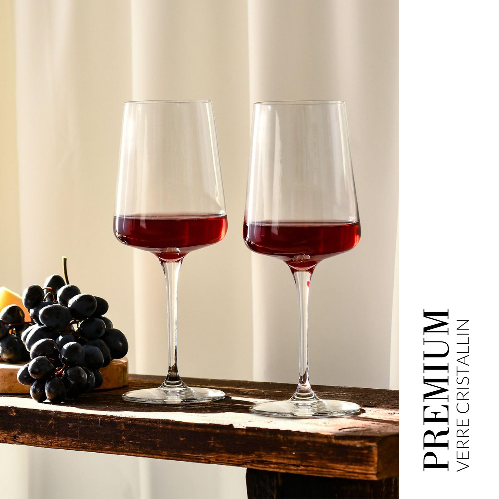 Krosno Verres à Vin Rouge Lot de 6, 500 ml, Merlot, Collection Infinity | Verre à vin blanc, rosé, Cabernet, cocktail, Cristal sans plomb, Compatibles lave-vaisselle, Verrerie élégants, Idée cadeau