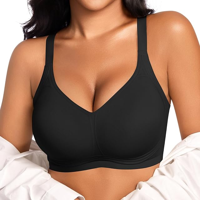Push Up BH Damen Ohne Bügel BH Große Brüste Starker Halt Bügelloser Nahtloser Komfort BHS Seamless Soft Jelly Bra Bequemer Bustier Gepolstert Tshirt Bralette Ohne Buegel