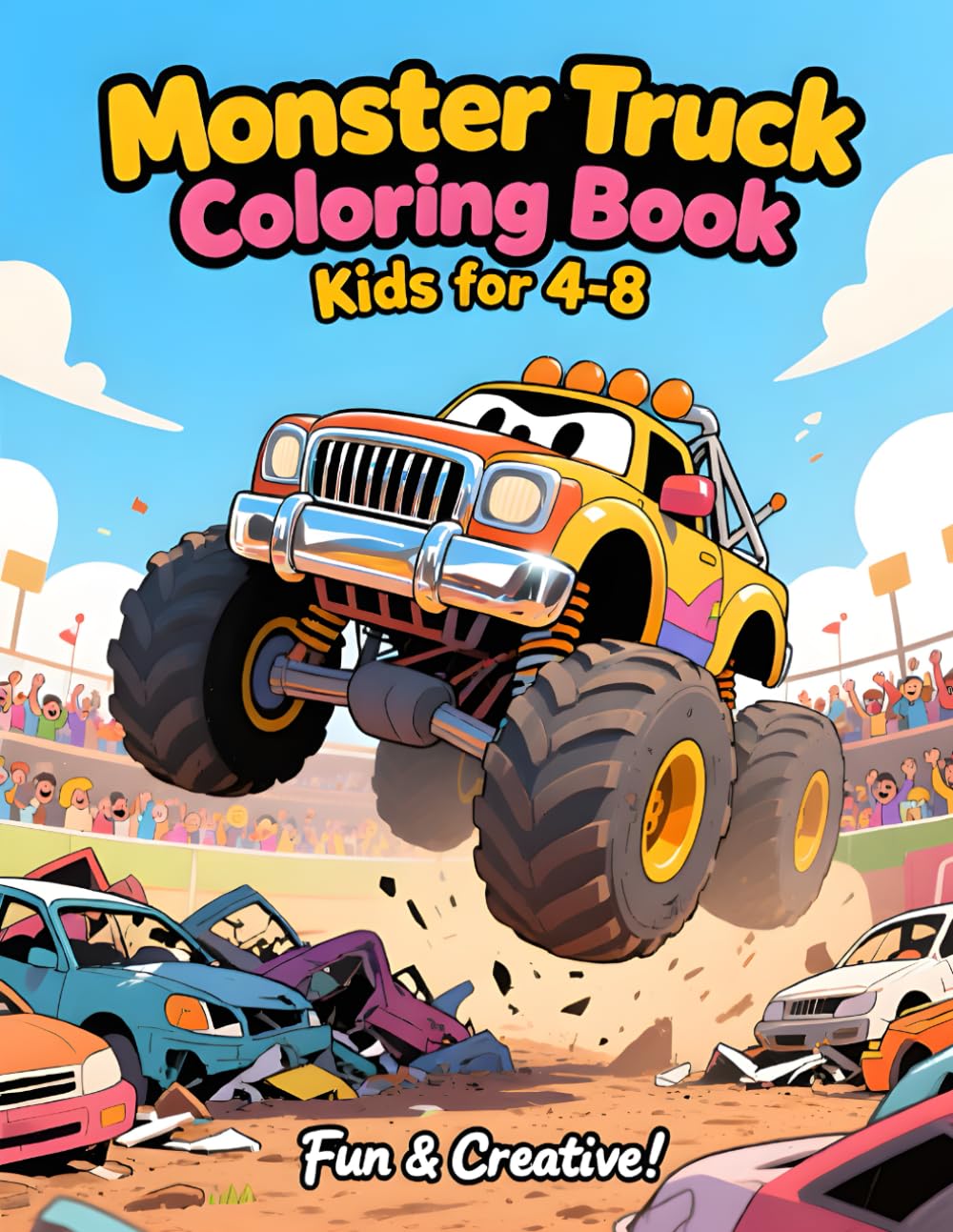 Monster Truck Coloring Book Kids for 4-8: 50 Epic Action Pages with Giant Tires & Mud Jumps (Single-Sided, 8.5x11)