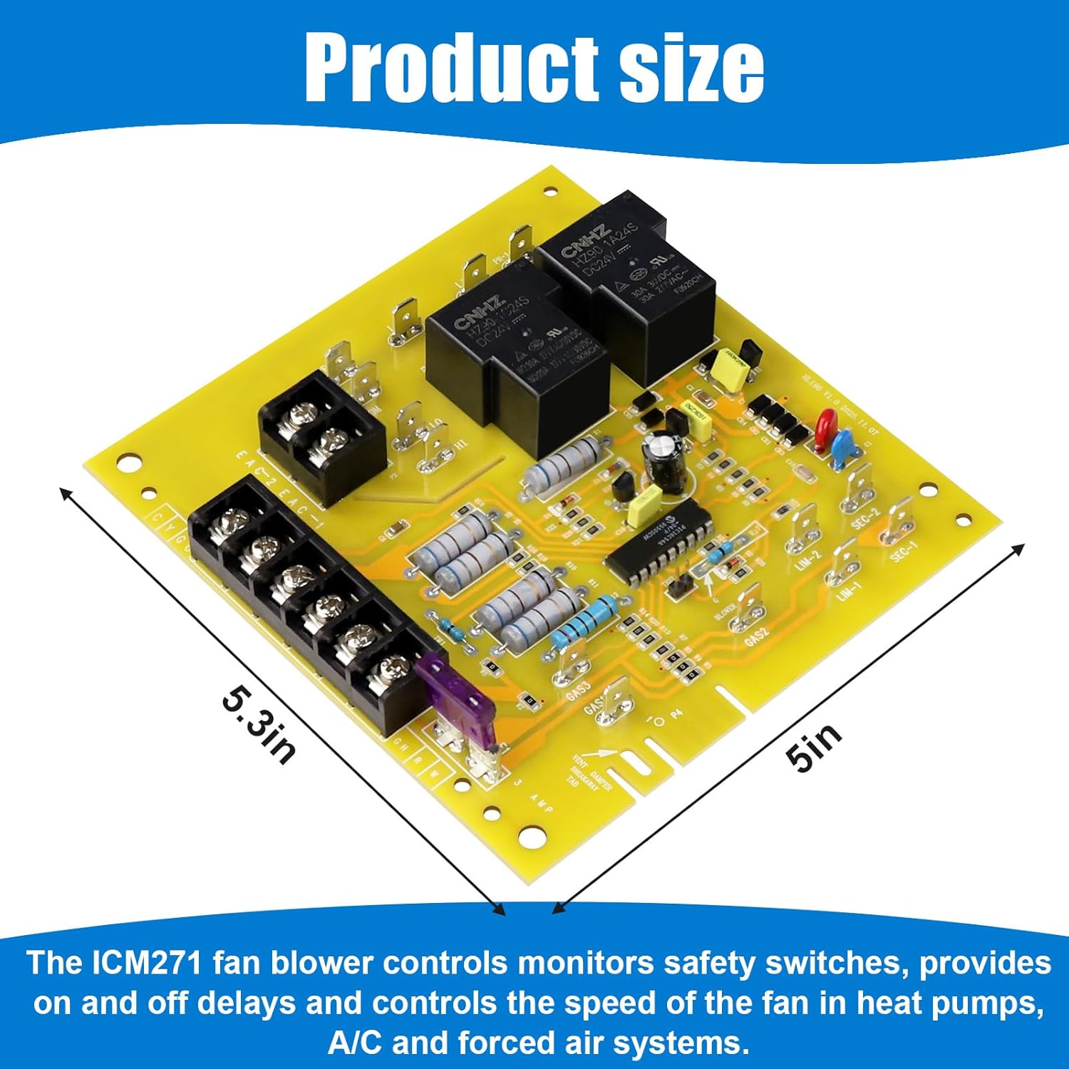 ICM271 Fan Blower Control Board Compatible with Carrier Bryant Furnace Circuit Board,Replace HH84AA020, HH84AA010, 302075-3,695-100,CES01100017, CES01100018