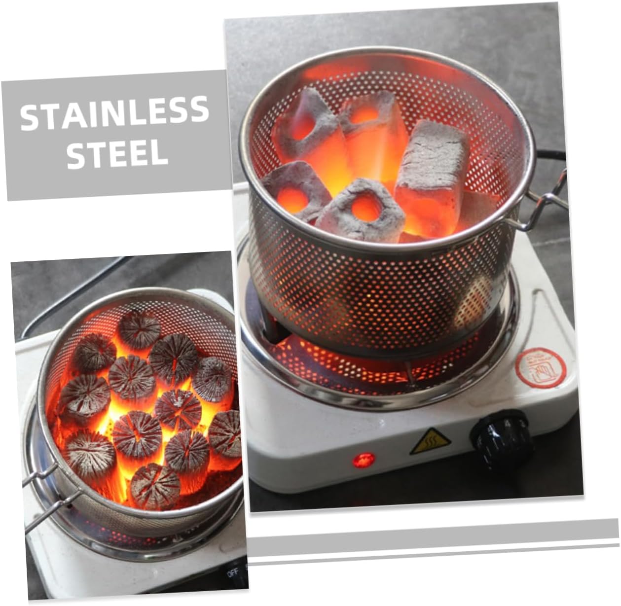 VANZACK 3pcs Camping Charcoal Burner Basket Charcoal Basket for Barbecue Grill for for Outdoor Cooking and Camping Supplies