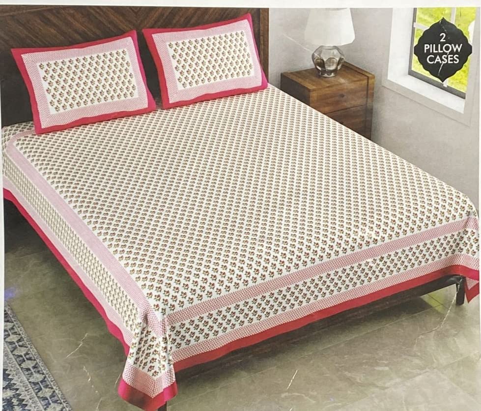 WAHO Home Decor Jaipuri (Blue) Double Bed BEDSHEET