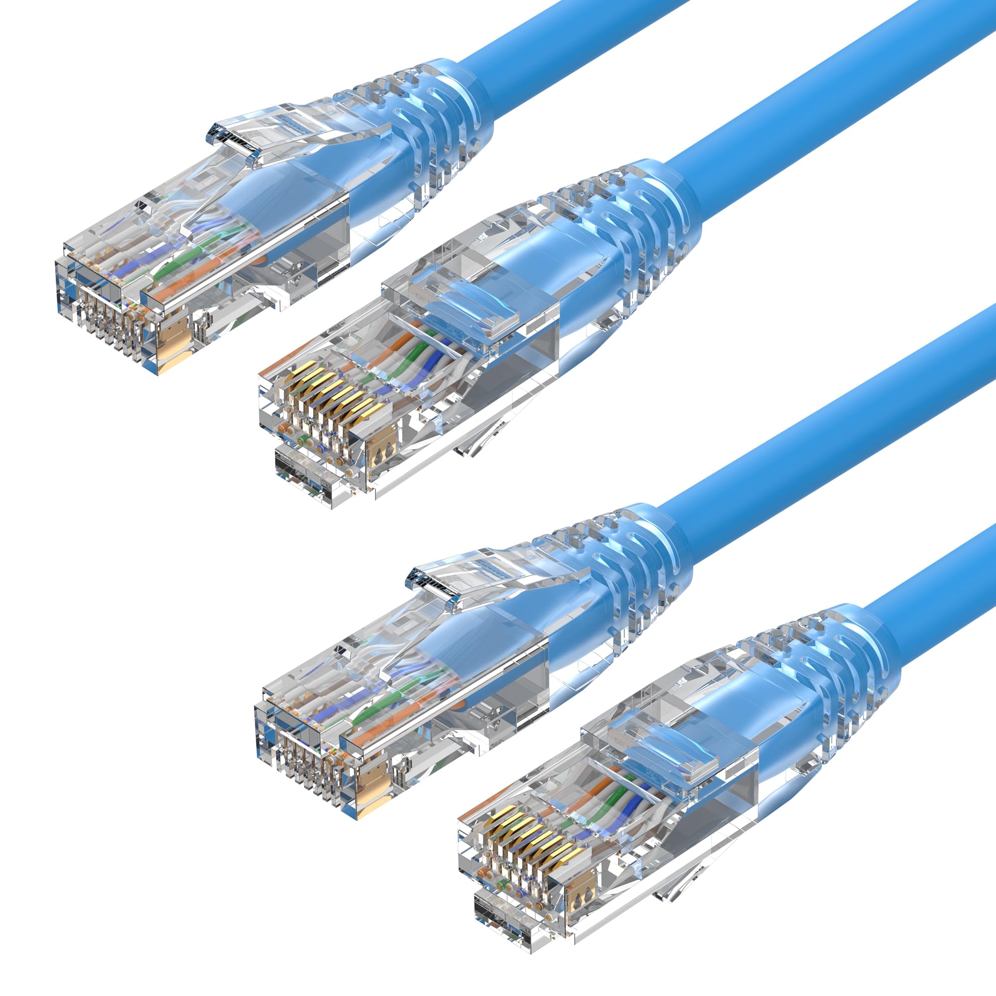 3FT Cat6 Patch Cables 2 Pack, Solid Pure Copper Patch Cord, Cat 6 Ethernet Cables, UTP Network, High Speed RJ45 Internet Cables, Compatible for PC,