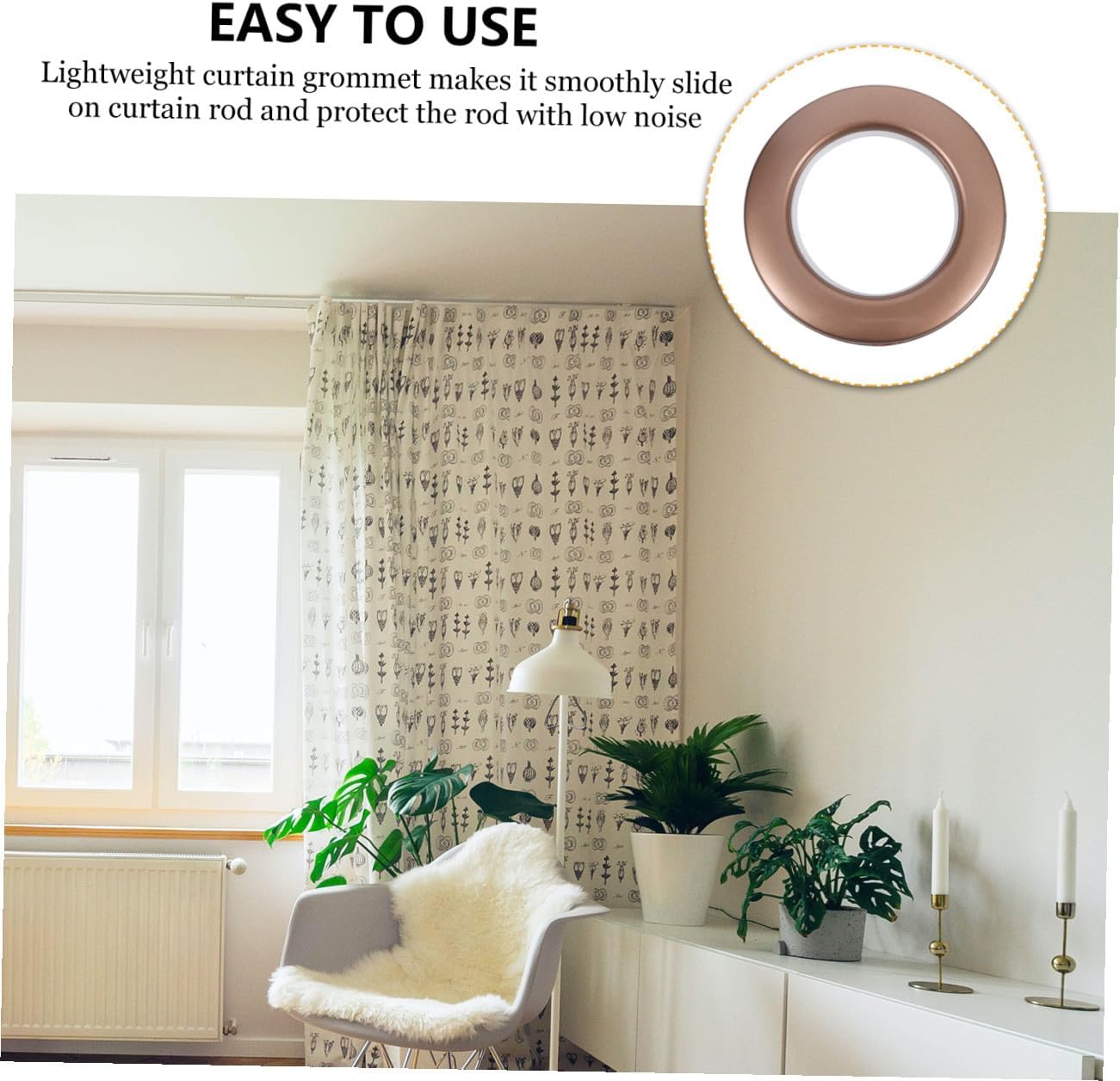 Veemoon 75pcs Plastic Curtain Grommets Roman Rings Inner Diameter Sliding Eyelet Rings Noise-reducing Fastener for Sheer Curtains Window Treatment Hardware