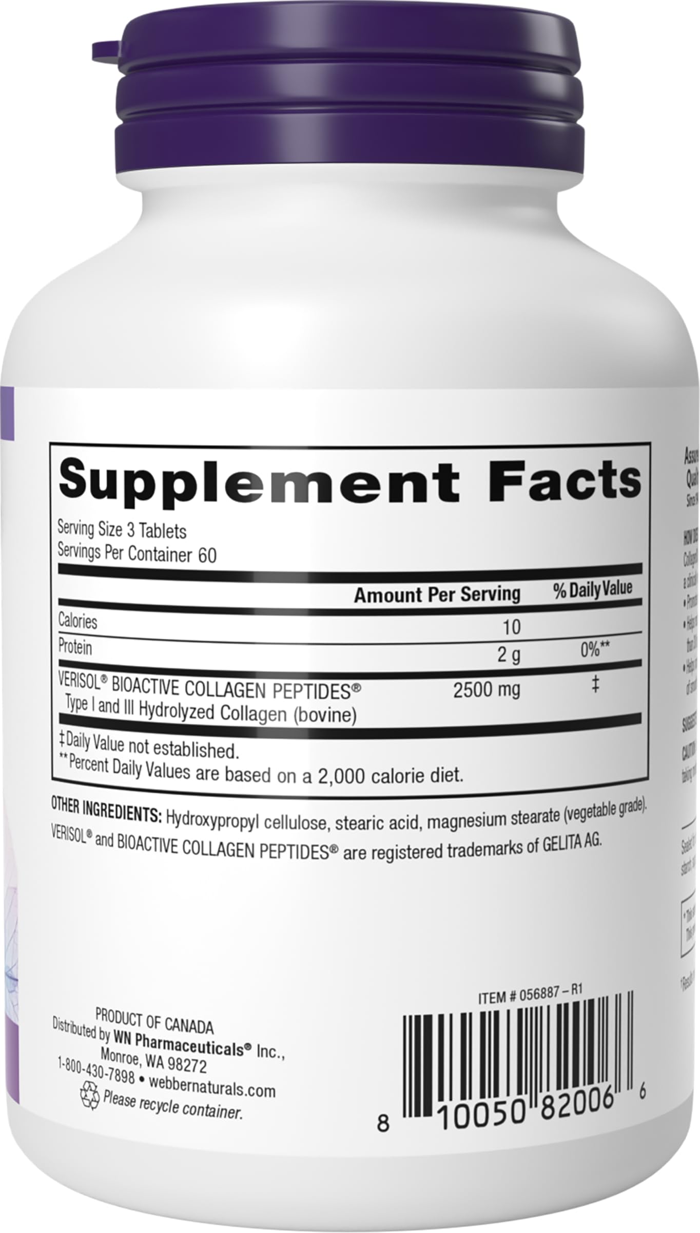 Webber Naturals Hydrolyzed Collagen Peptides, Anti-Wrinkle, 180 Tablets — Amazon image 9