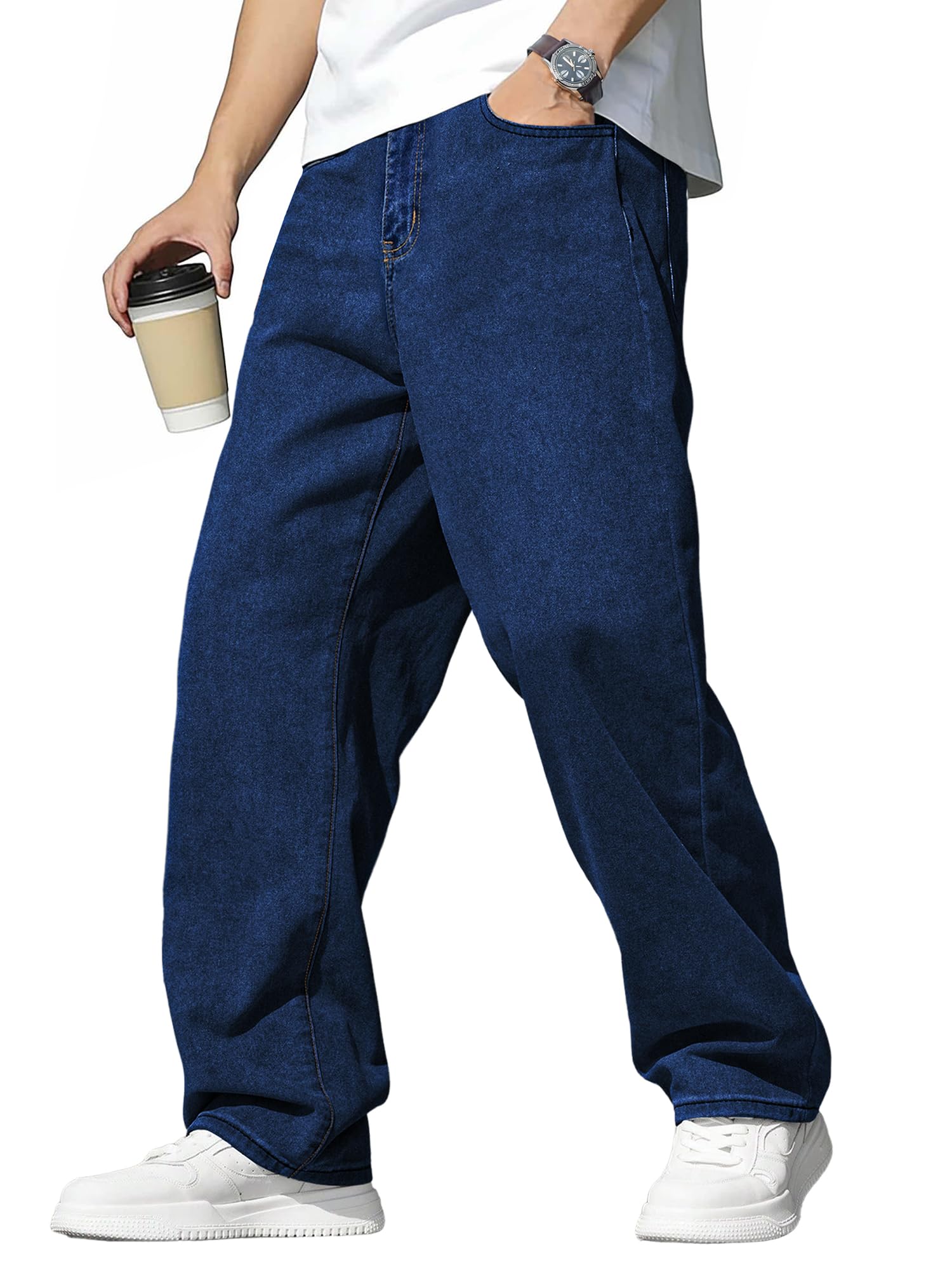 JMIERR Jeans Herren Baggy Weite Jeans Hose Herren Stretch Vintage Y2K Hip Hop Denim Hosen Loose Fit Streetwear Freizeithosen