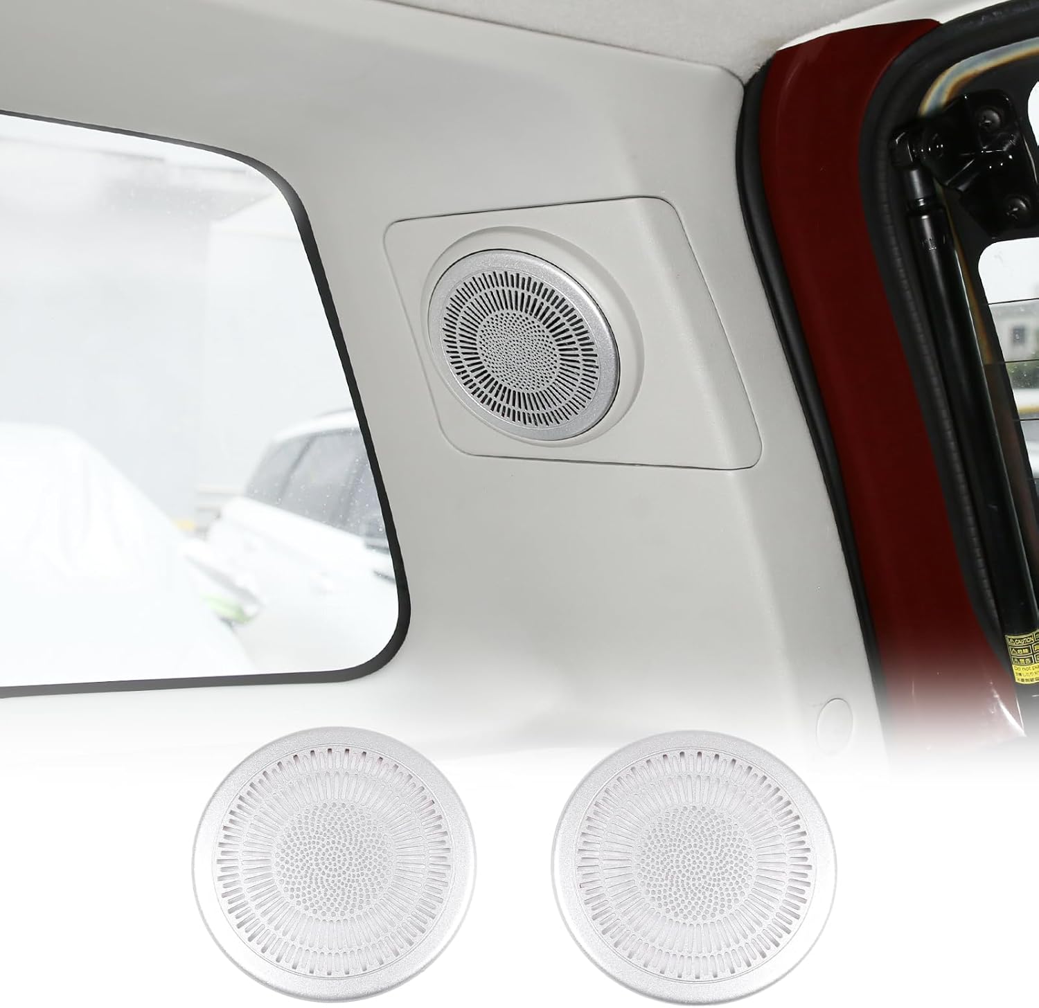 Trunk Speaker Trim Cover Compatible with Toyot@ FJ Cruiser 2007-2021, Stainless Steel Rear Audio Horn Trim Grille Accessories 2Pcs