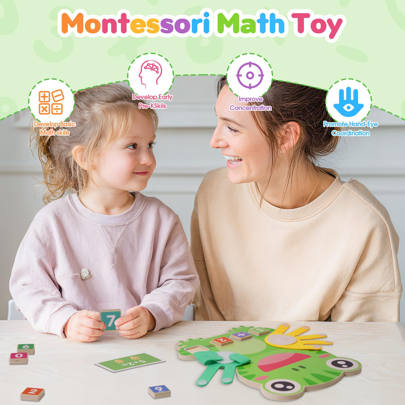 Juguetes de aprendizaje preescolar para niños pequeños de 3, 4, 5 años, bloques de números para contar los dedos para niños, juguetes educativos de manipulación matemática, juguete educativo 3