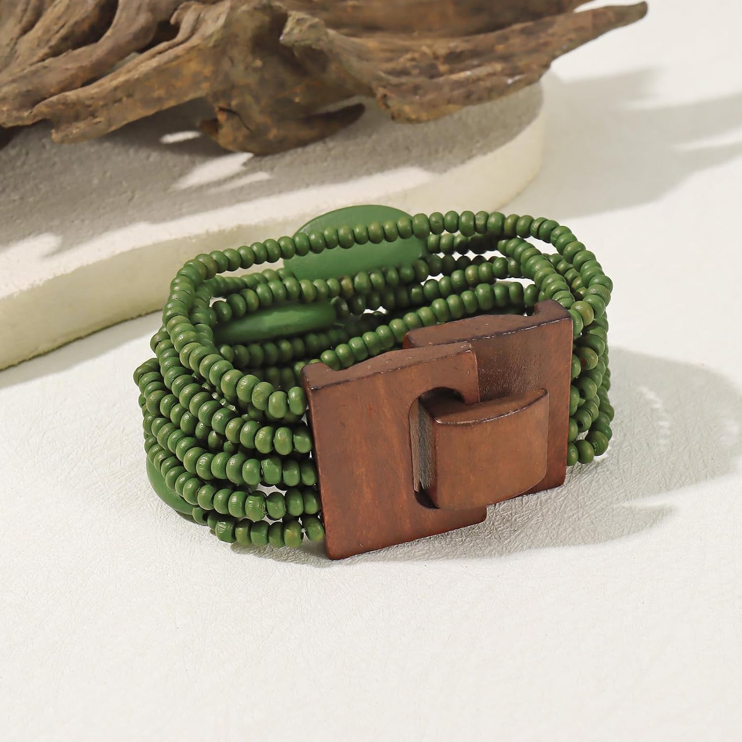 Coiris Boho Bracelets for Women Stackable Chunky Wood Elastic Beads Bracelets Boho Beach Charm Jewelry for Women - Image 4